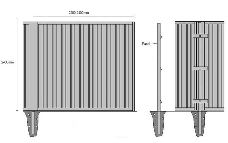 2.4m High In-ground Stormbeater steel hoarding