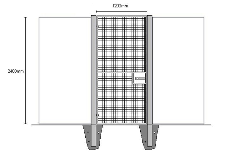 In-Ground Mesh Pedestrian Access Gate Hoarding Diagram